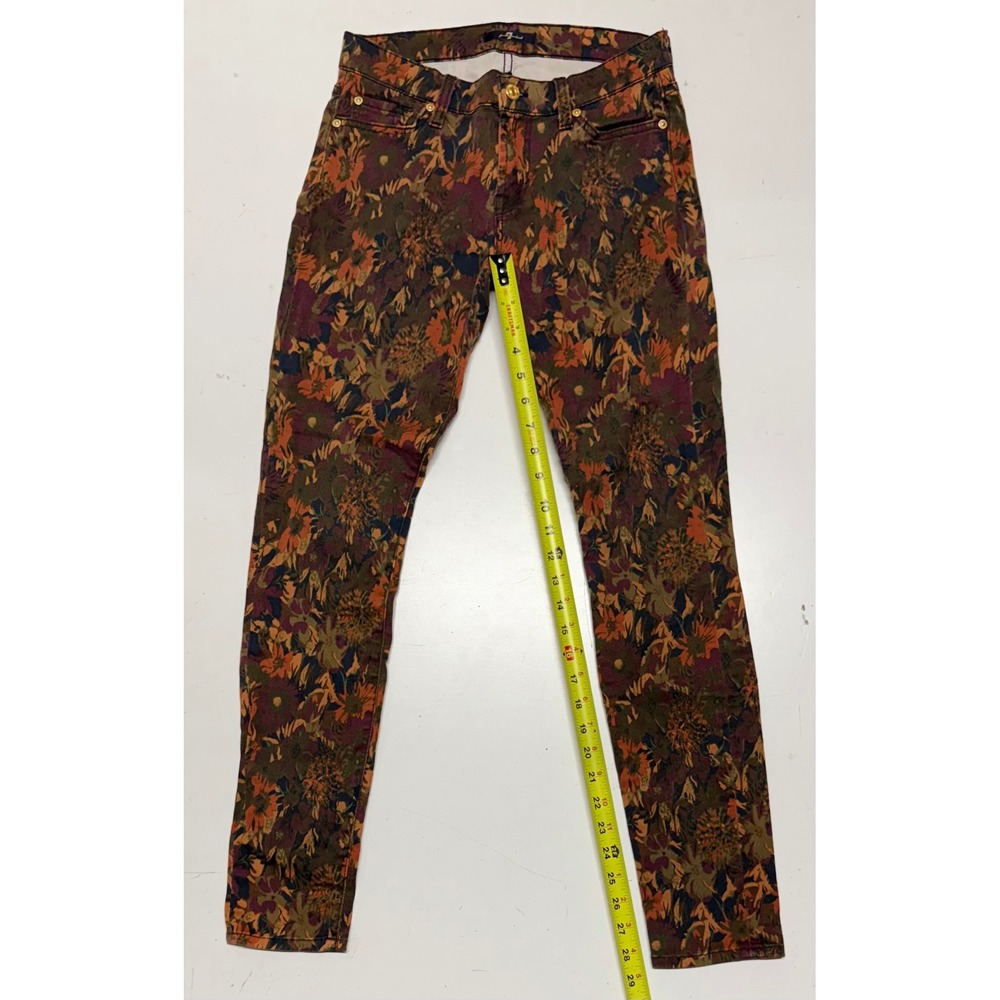 7 For All‎ Mankind Floral Skinny Jeans Orange Purple Green Size 26 Made in USA